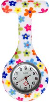 Fako® - Verpleegstershorloge - Zusterhorloge - Verpleegster Horloge - Siliconen Print - Bloemetjes