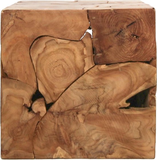HSM Collection Kubus bijzettafel - 40x40 cm - teak - natural wax