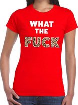 What the Fuck tijgerprint tekst t-shirt rood dames XL