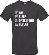 Eat, Sleep, Basketball, Repeat T-shirt - zwart - XS