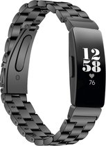 YONO Bandje geschikt voor Fitbit Inspire/HR/2 - RVS Schakel band – Zwart