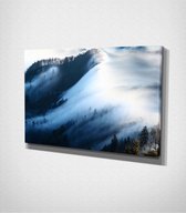 Cloudy Mountain Canvas - 100 x 70 cm - Landschap - Schilderij - Canvas - Slaapkamer - Wanddecoratie  - Slaapkamer - Foto op canvas