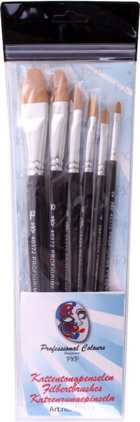 Penselen set per 6 filbert profigrime