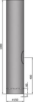 TT Kachelpijp Ø150 lengte 1000 cylindrisch met condensring en deur grijs - grijs -staal - 2mm - H1000 Ø150mm