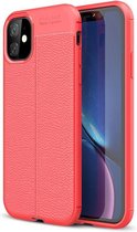 iPhone 11 hoesje, gel case lederlook, rood | GSM Hoesje / Telefoonhoesje Geschikt Voor: Apple iPhone 11