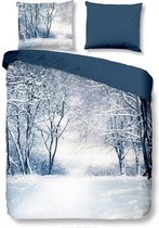 Good Morning Winter - Flanel - Dekbedovertrek - Eenpersoons - 140x200/220 cm + 1 kussensloop 60x70 cm - Blauw