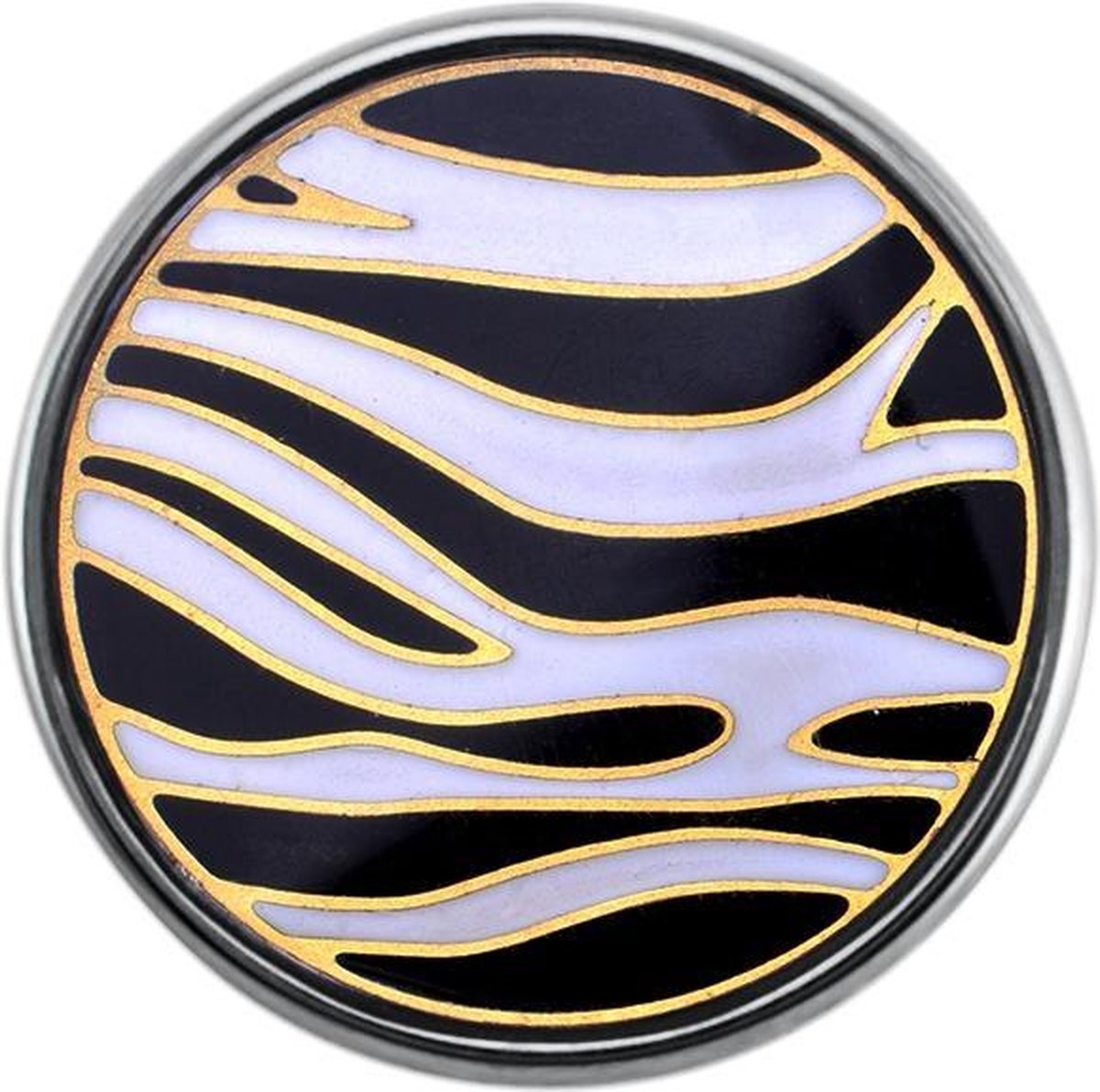 Quiges - Dames Click Button Drukknoop 18mm Zebra Patroon - EBCM342 - Quiges