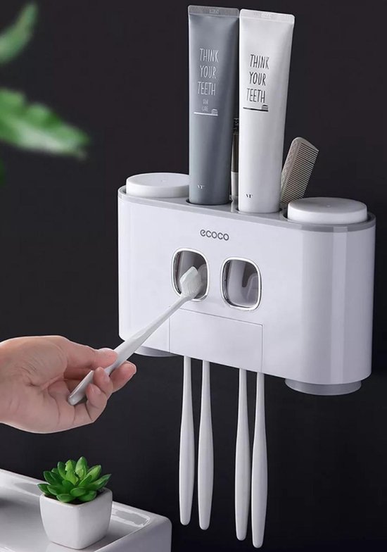 automatische- Tandpasta dispenser licht grijs - Tandenborstelhouder -  Modern -... | bol.com