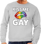 Kiss me i am gay sweater shirt grijs voor heren 2XL