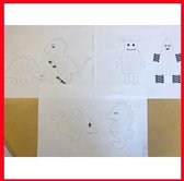 Kruissteken karton dieren/robotten h: 8-13 cm b: 8-13 cm wit 18stuks 230 gr