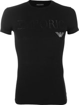 Emporio Armani - Basis Ronde Hals Shirt Zwart met Glansprint - S