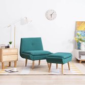 Fauteuil met voetensteun stoffen bekleding groen (incl. vloerviltjes)