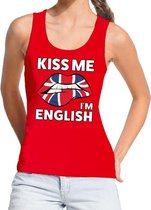 Kiss me I am English tanktop / mouwloos shirt rood dames XL