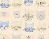 A.S. Création behangpapier katjes zand beige, grijs en babyblauw - AS-367541 - 53 cm x 10,05 m