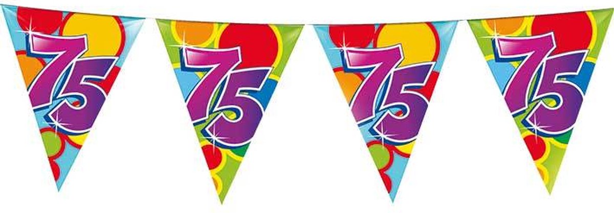 Haza Vlaggetjes - 75 jaar - leeftijd verjaardag - plastic - 10 meter — afbeelding 5