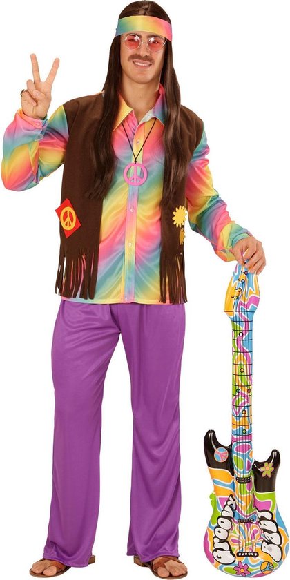 Déguisement hippie pastel multicolore homme - Habillage vêtements