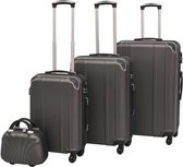 Kofferset 4 delig Hardcase Zwart (Incl Reisetui) - Zwarte Reiskoffers 4-delig - Travelcase hardcase - Reis baggage set - Koffer trolley - Rolkoffer
