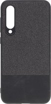 Shop4 - Xiaomi Mi 9 SE Hoesje - Zachte Back Case Denim en Leer Zwart