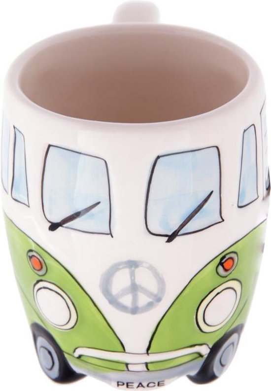 Volkswagen kampeerbus camper mok beker koffiemok kleur groen vakantie camping