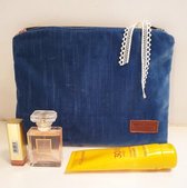 Toetie & Zo Handgemaakte Toilettas Fluweel Blauw, koningsblauw, beautycase, makeuptas