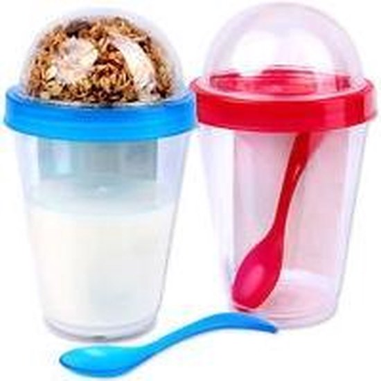 Yoghurt bewaarbeker incl lepel Muesli beker Beker met deksel