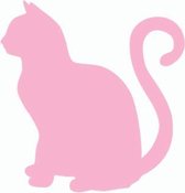 autosticker - muursticker - zittende kat - roze - cartoon dier - muursticker voor kinderen - 15.2cm x 14.6cm