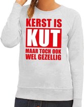 Foute Kersttrui Kerst is kut maar toch ook wel gezellig grijs voor dames XL (42)