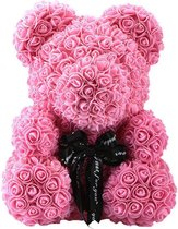 roosbeer rosebear teddy beer rozen roos bloemen verjaardagscadeau moederdag liefde 40 cm valentijnscadeau roze pin