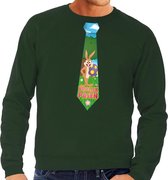 Paashaas stropdas vrolijk Pasen sweater groen voor heren 2XL