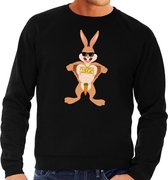 Paas sweater stoere paashaas zwart voor heren S