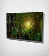 Bridge In Jungle Canvas - 100 x 70 cm - Landschap - Schilderij - Canvas - Slaapkamer - Wanddecoratie  - Slaapkamer - Foto op canvas