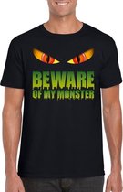 Beware of my monster Halloween t-shirt zwart heren S