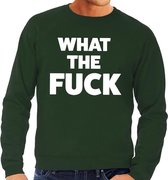 What the Fuck tekst sweater  groen heren - heren trui What the Fuck XXL
