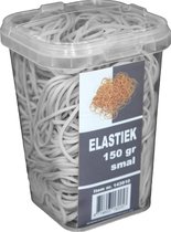 150 gram - Elastiek - wit - 60 x 1.5 mm  - in plastic pot