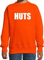 HUTS tekst sweater oranje kids - kids trui HUTS - oranje kleding 130/140 (9-10 jaar)