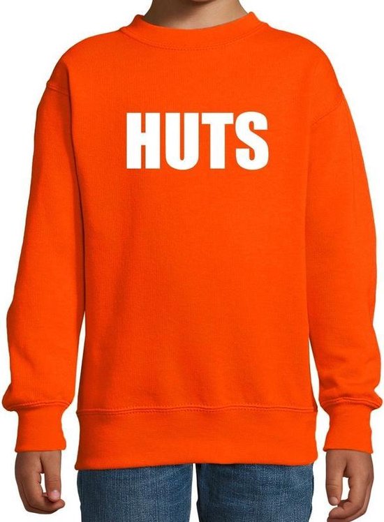 HUTS tekst sweater oranje kids jaar