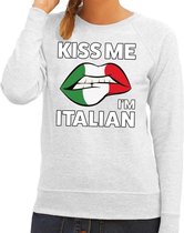 Kiss me I am Italian sweater grijs dames M