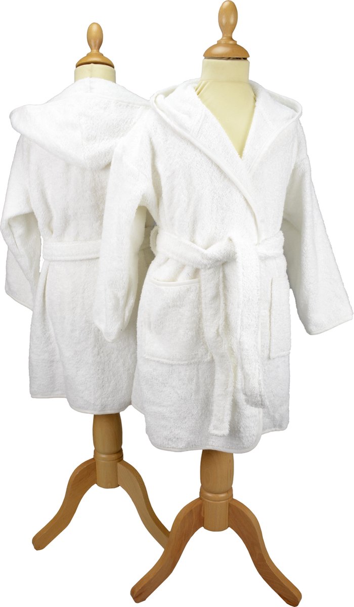 ARTG® Boyzz & Girlzz - Kinder Badjas met Capuchon - Wit - White - Maat 140/152