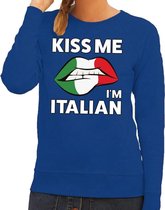 Kiss me I am Italian sweater blauw dames XS