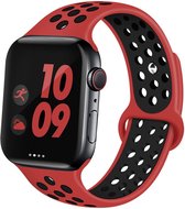 Siliconen 42 / 44 mm bandje voor de iWatch 1, 2, 3, 4, 5, 6 & SE - Vervangende Sport Band - Zwart / Rood