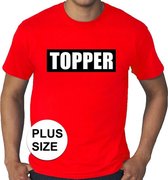 Toppers Grote maten Topper  in kader shirt heren rood  / Rood Topper t-shirt plus size heren XXXL
