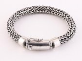 Zware ronde gevlochten zilveren armband met kliksluiting - pols 15.5 cm