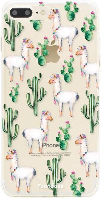 Fooncase Hoesje Geschikt voor iPhone 7 Plus - Shockproof Case - Back Cover / Soft Case - Alpaca / Lama
