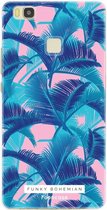 FOONCASE Huawei P9 Lite hoesje TPU Soft Case - Back Cover - Funky Bohemian / Blauw Roze Bladeren