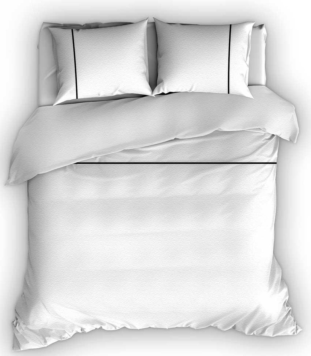 Romanette Duchesse - Flanel - Dekbedovertrek - Eenpersoons - 140x200/220 cm + 1 kussensloop 60x70 cm - Wit/Zwart