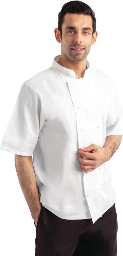 Foto: Whites boston unisex koksbuis wit korte mouw maat m