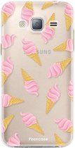 FOONCASE Samsung Galaxy J3 2016 hoesje TPU Soft Case - Back Cover - Ice Ice Baby / Ijsjes / Roze ijsjes