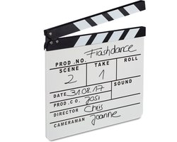 filmklapper - hout - 26 x 30 cm - filmklap - Hollywood decoratie - wit