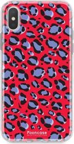 Fooncase Hoesje Geschikt voor iPhone X - Shockproof Case - Back Cover / Soft Case - Luipaard / Leopard print / Rood