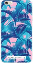iPhone 6 / 6s hoesje TPU Soft Case - Back Cover - Funky Bohemian / Blauw Roze Bladeren
